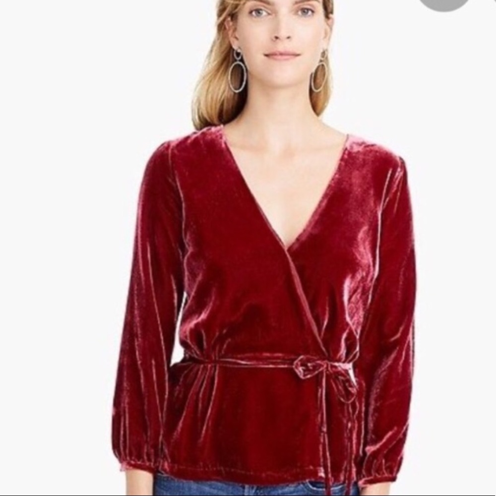 J.CREW Faux-Wrap Top in Drapey Velvet NWT - Picture 3 of 9